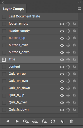 Layer comps in a Photoshop document