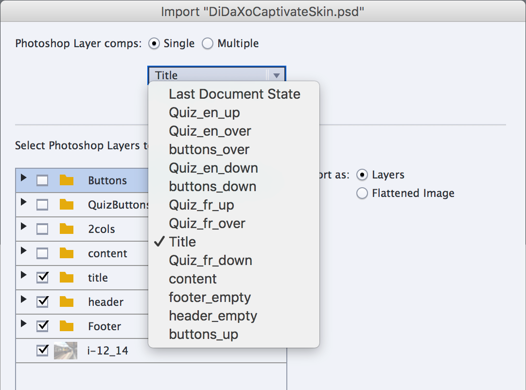 Accessing the layer comps in Captivate