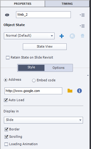 Web Object Properties